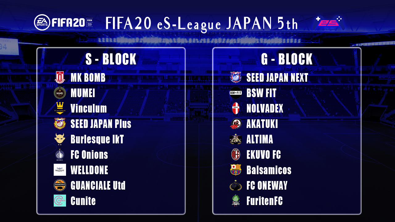 FIFA20 eS-League JAPAN 5thのブロック分けが決定！