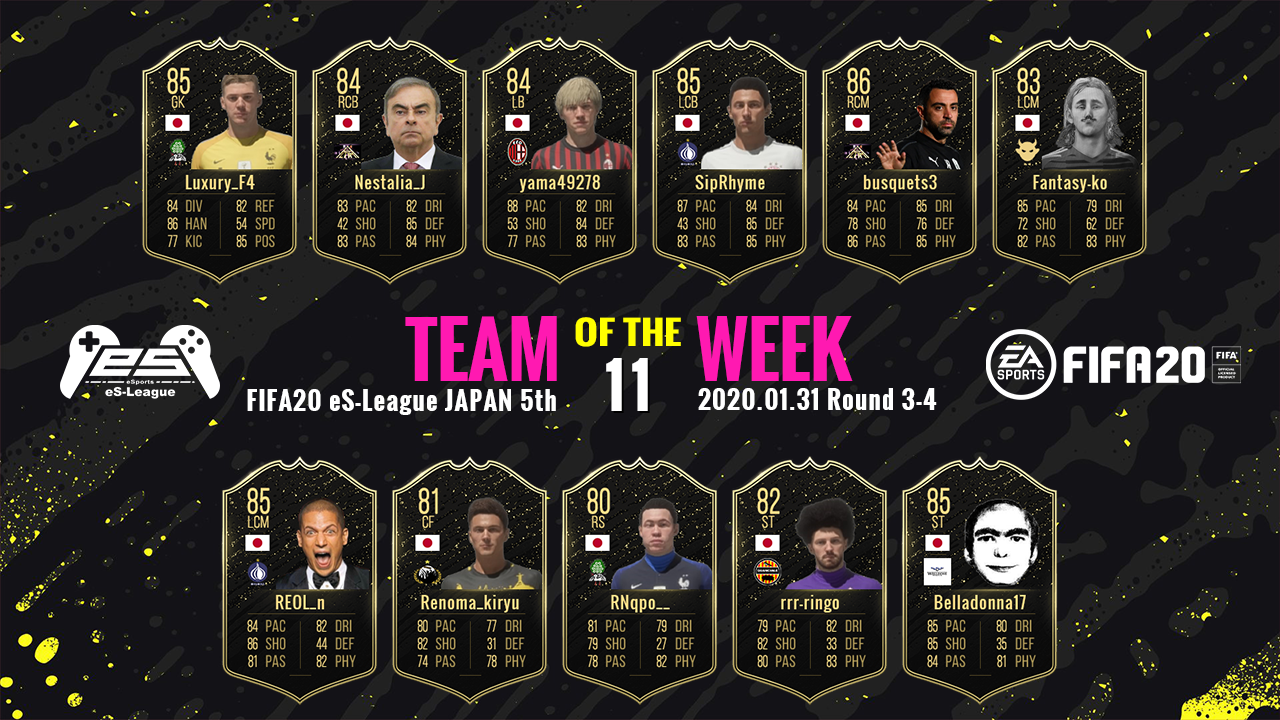 FIFA20 eS-League JAPAN 5th TOTW11