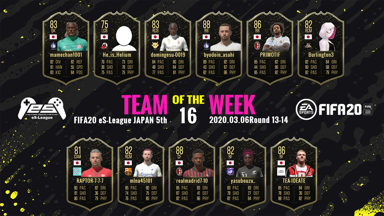 FIFA20 eS-League JAPAN 5th TOTW16