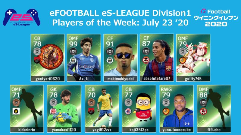 eFOOTBALL eS-LEAGUE 6th Division1 Players Of The Week 07